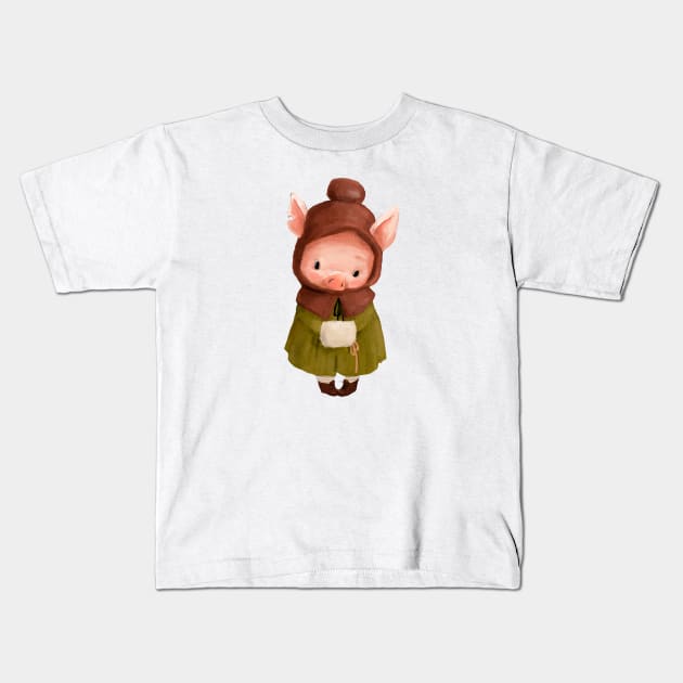 Piggy Love 5 Kids T-Shirt by EveFarb